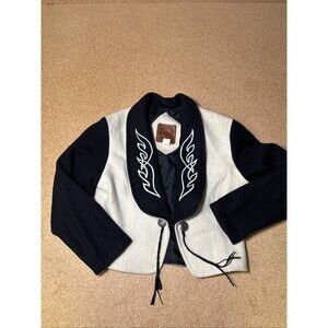 Vintage Bolero Jacket Black & White Wool Western Style Women M Unique
